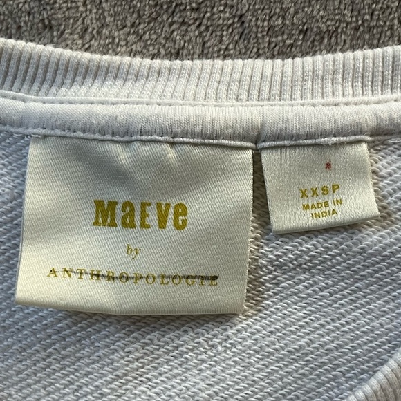 Maeve by Anthropologie Vineland Embroidered Cropped Short Sleeved Sweatshirt XXS - Picture 11 of 14